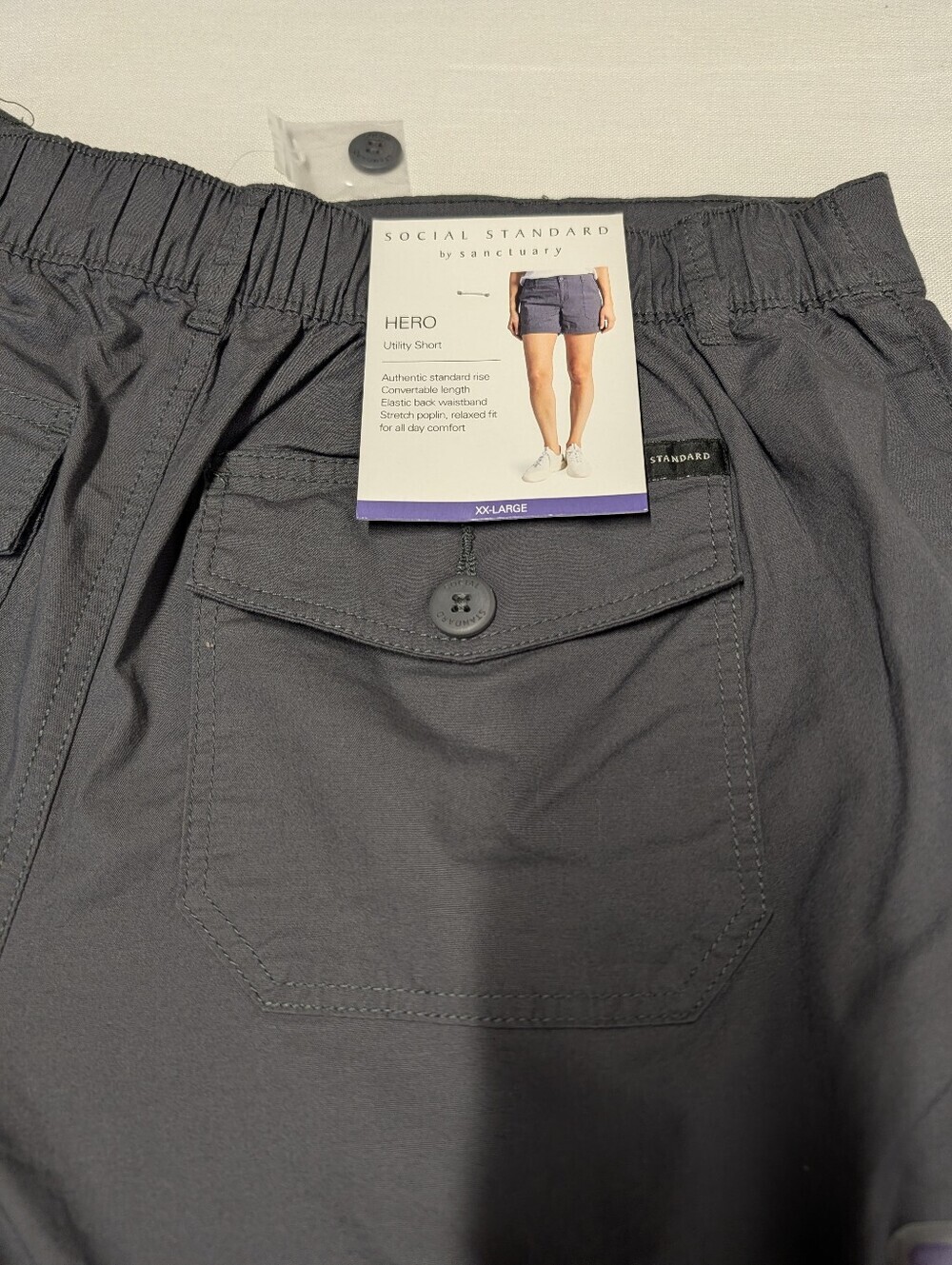 Social Standard by Sanctuary Hero Women Utility Short Gray Size XXL Roll Tab NWT - Picture 5 of 8